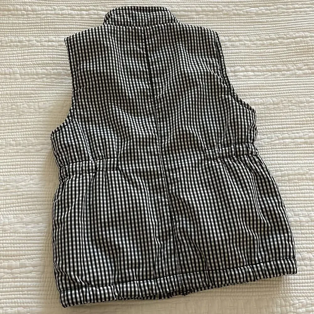 Gap Kids Girls Gingham Sherpa Lined Vest